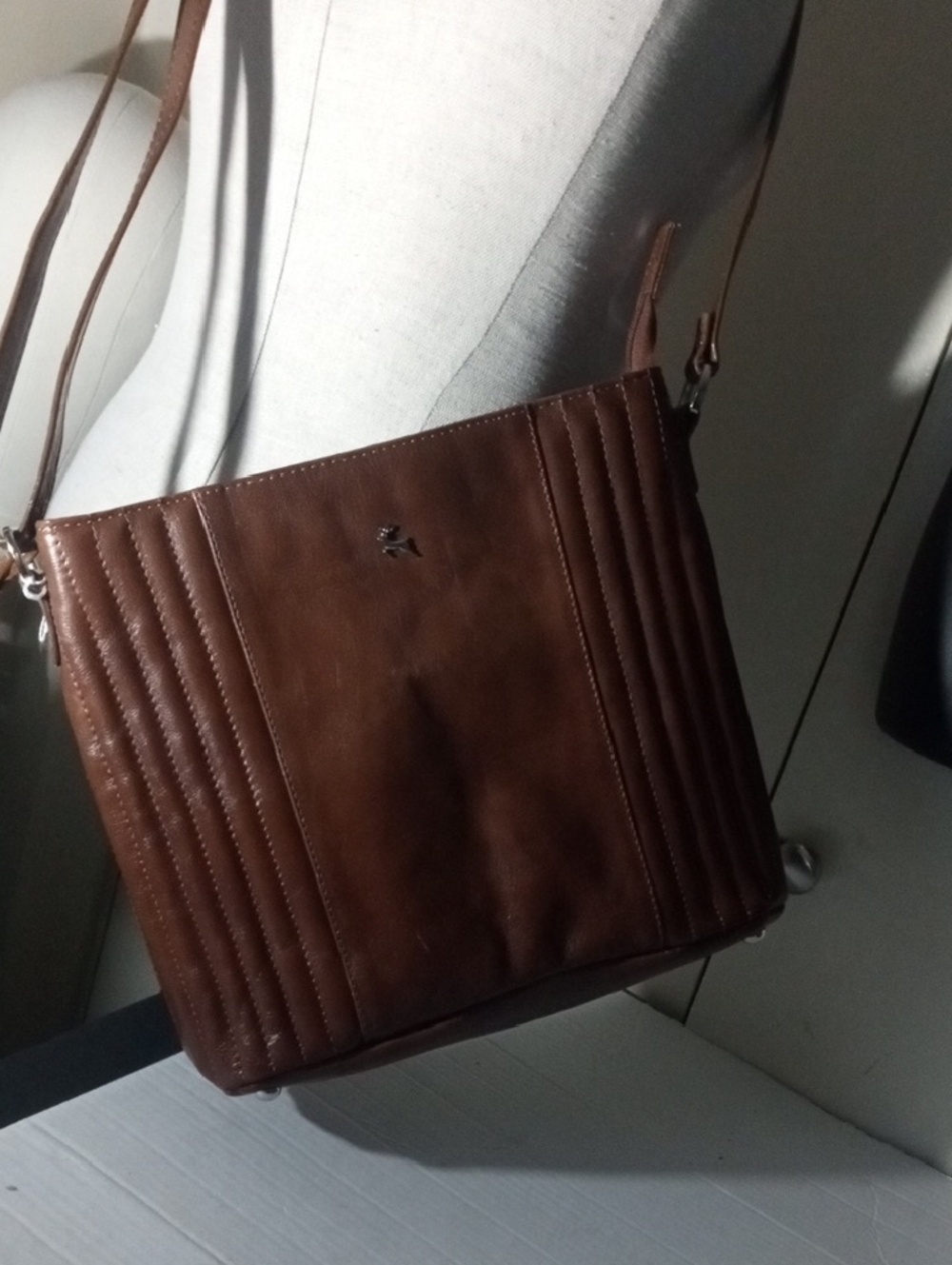 Ashwood Leather Sleek Brown Crossbody Shoulder Bag with Signature Stag Emblem
